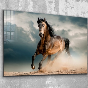 Beautiful Wild Horse Tempered Glass  Printing Wall Art , Natural And Vivid Wall Decor , Modern Wall Art, Extra Large Wall Art