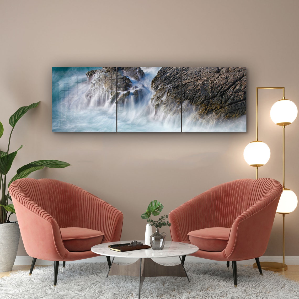 Sea Waves Tempered Glass Printing Wall Art Panoramic Set of Etsy