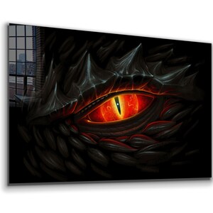 Dragon Eye Tempered Glass or Canvas Printing Wall Art , Dragon Natural And Vivid Wall Decor ,  Extra Large Wall Art