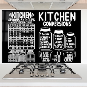 Déco cuisine noire, dosseret en verre derrière la cuisinière, décalcomanies pour la couverture arrière, panneau d'art mural cuisine, cadeau de pendaison de crémaillère pour maman ou femme