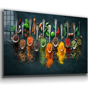 Spices Tempered Glass Large Wall Art Decor, Wall Hangings, Colorful Paintings and Prints for Living Room, Office or Bathroom Wall