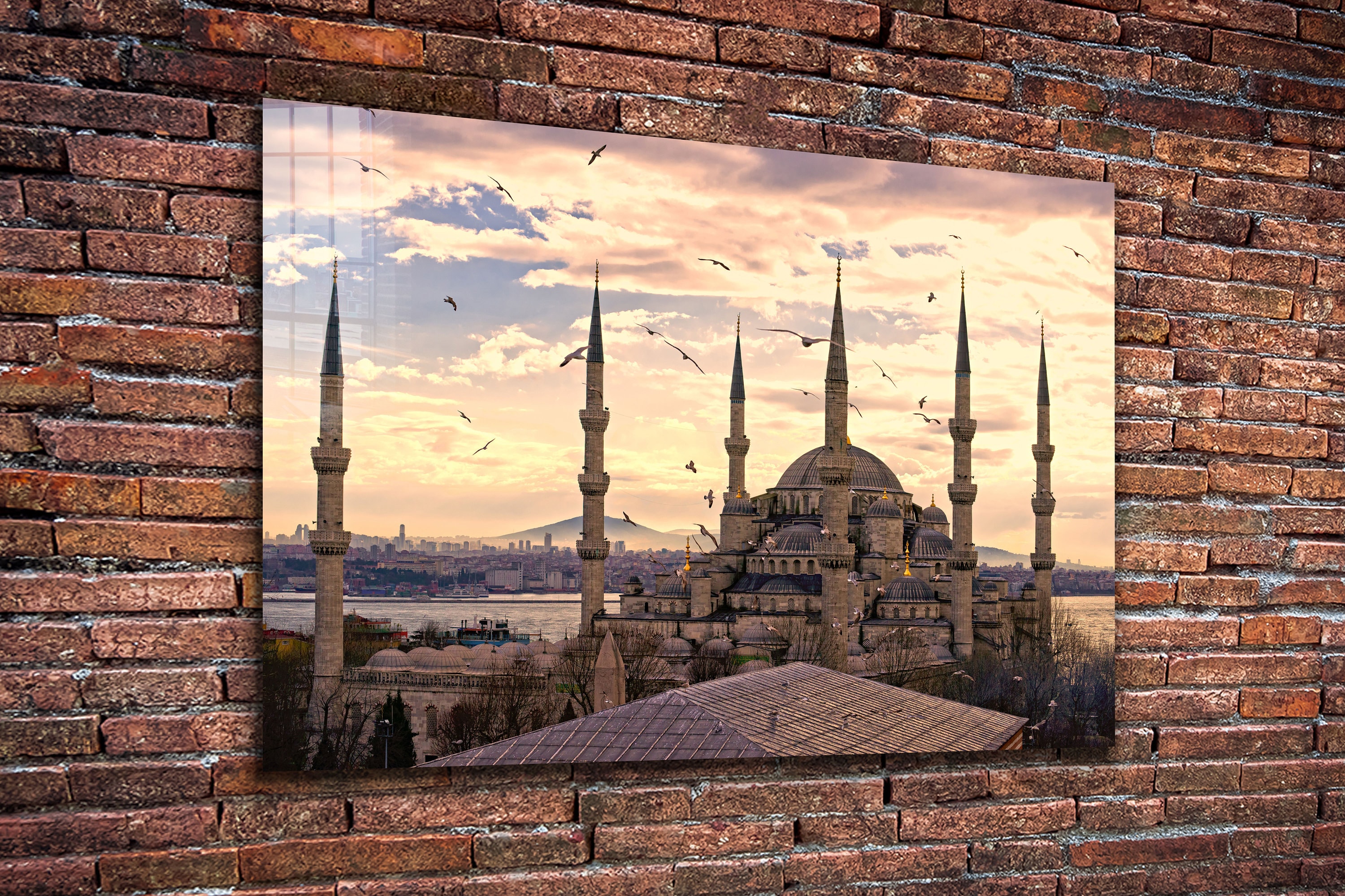 Blue Mosque Tempered Glass or Canvas Printing Wall Art , Natural And Vivid Wall Decor , Modern Wall Art, Extra Large Wall Art