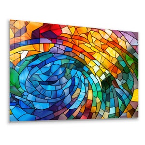 Tempered Glass Wall Art / Canvas Wall Art / Mosaic Wall Decor /  Stained Glass Printing  / Large Wall Art / Stained Window Decor