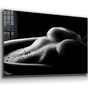 Gehärtetes Glas Kunst / Leinwand Wandkunst / Extra Große Wandkunst / Schwarz Weiß Frau Wanddekoration