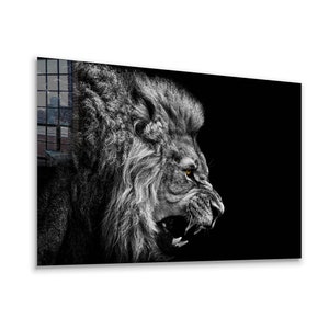 Tempered Glass Wall Art / Canvas Wall Art / Big Cats Wall Decor /  Lion Glass Printing  / Large Wall Art / Lion Roar Window Decor