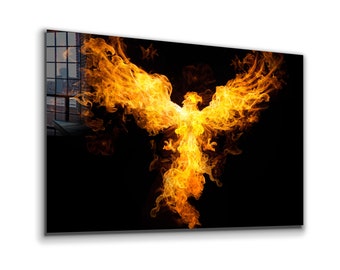 Phoenix of Fire, Firebird Newborn Tempered Glass or Canvas Printing Wall Art , Natural And Vivid Wall Decor ,  Extra Large Wall Art