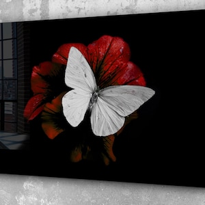 White Butterfly Tempered Glass Printing , Bed Room Wall Decor, Modern Wall Art, Extra Large Wall Art, Christmas Gift