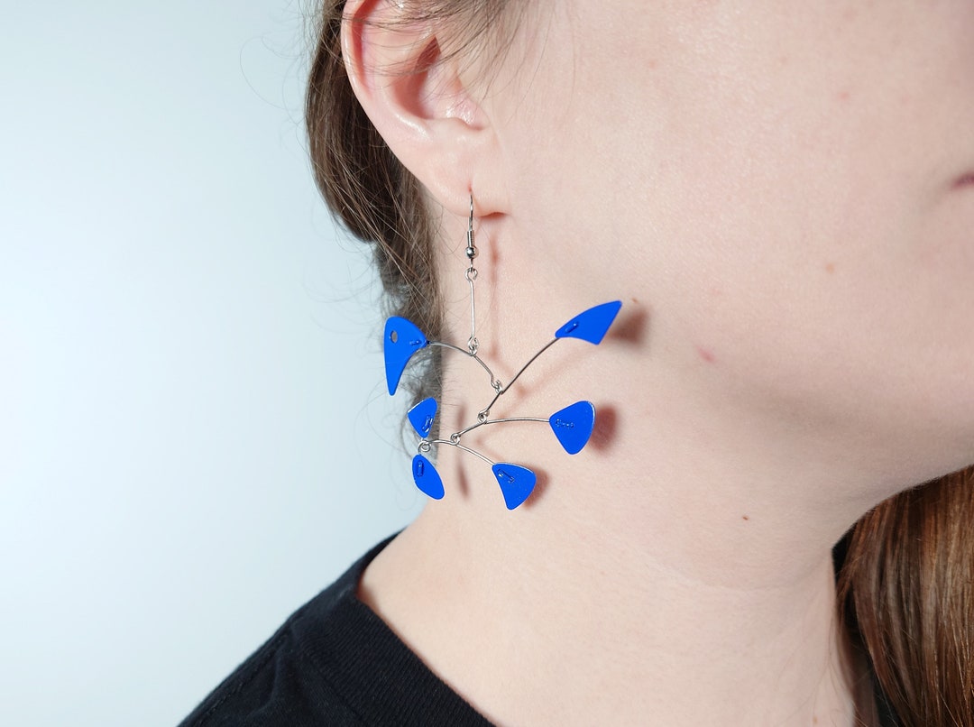 Cobalt Blue Abstract Shape Mobile Earrings Etsy