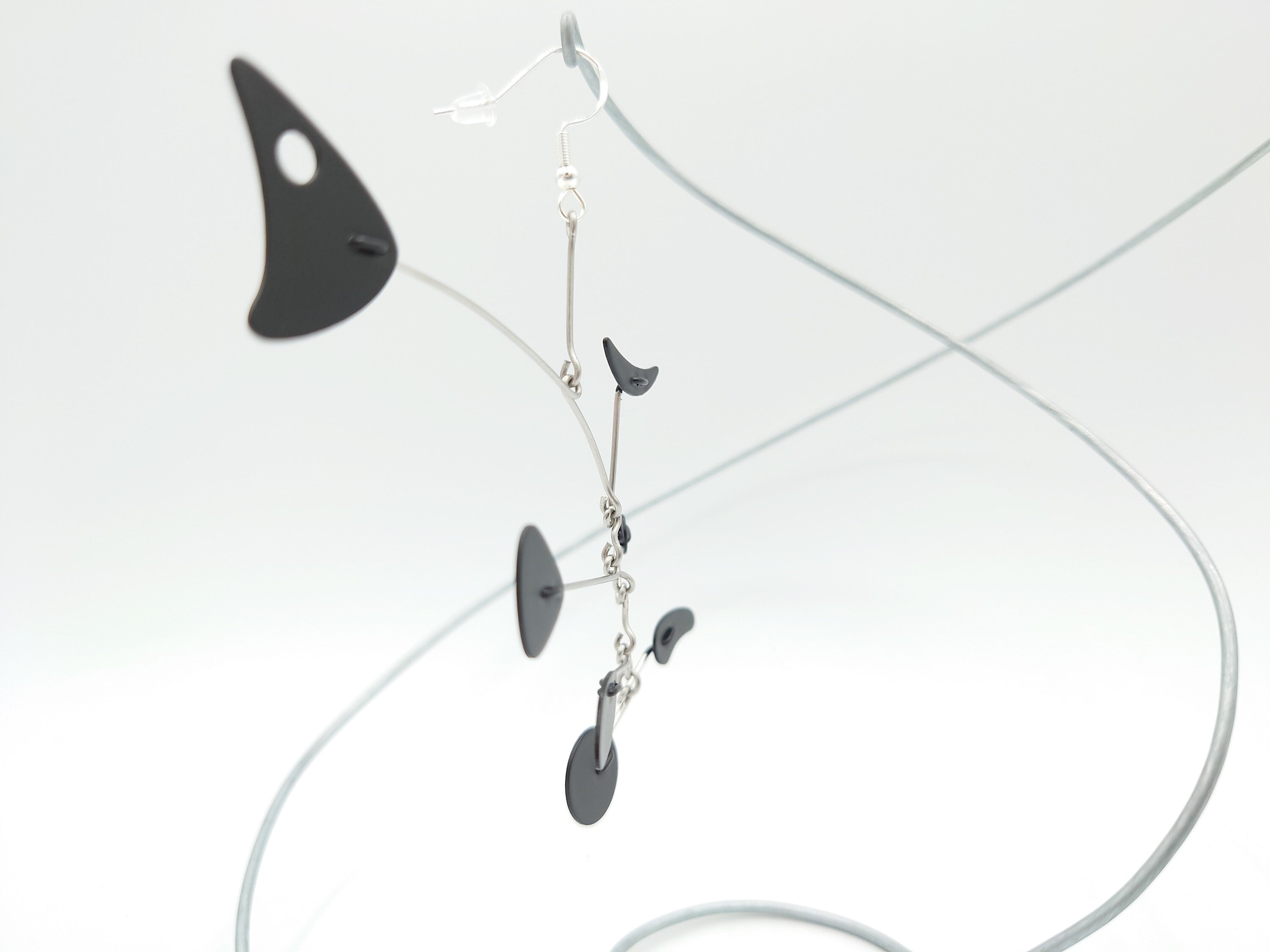 7 Element Black Abstract Shape Mobile Earrings Etsy