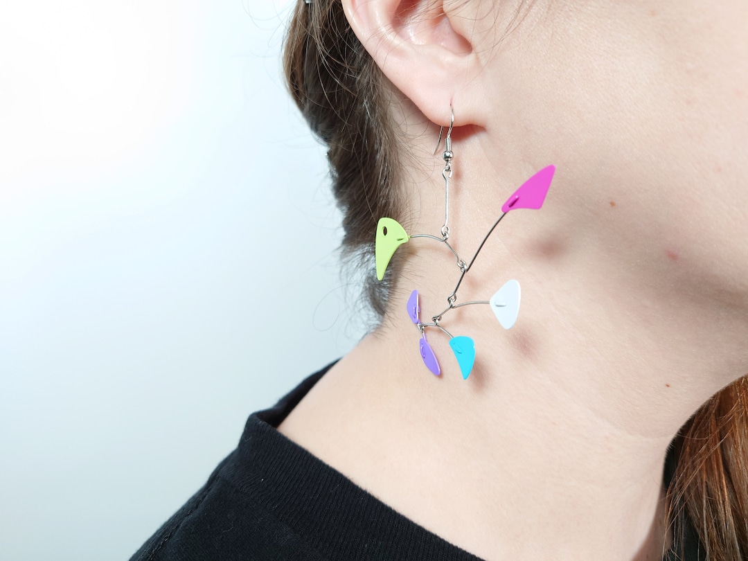 Multi Color Abstract Shape Mobile Earrings Etsy