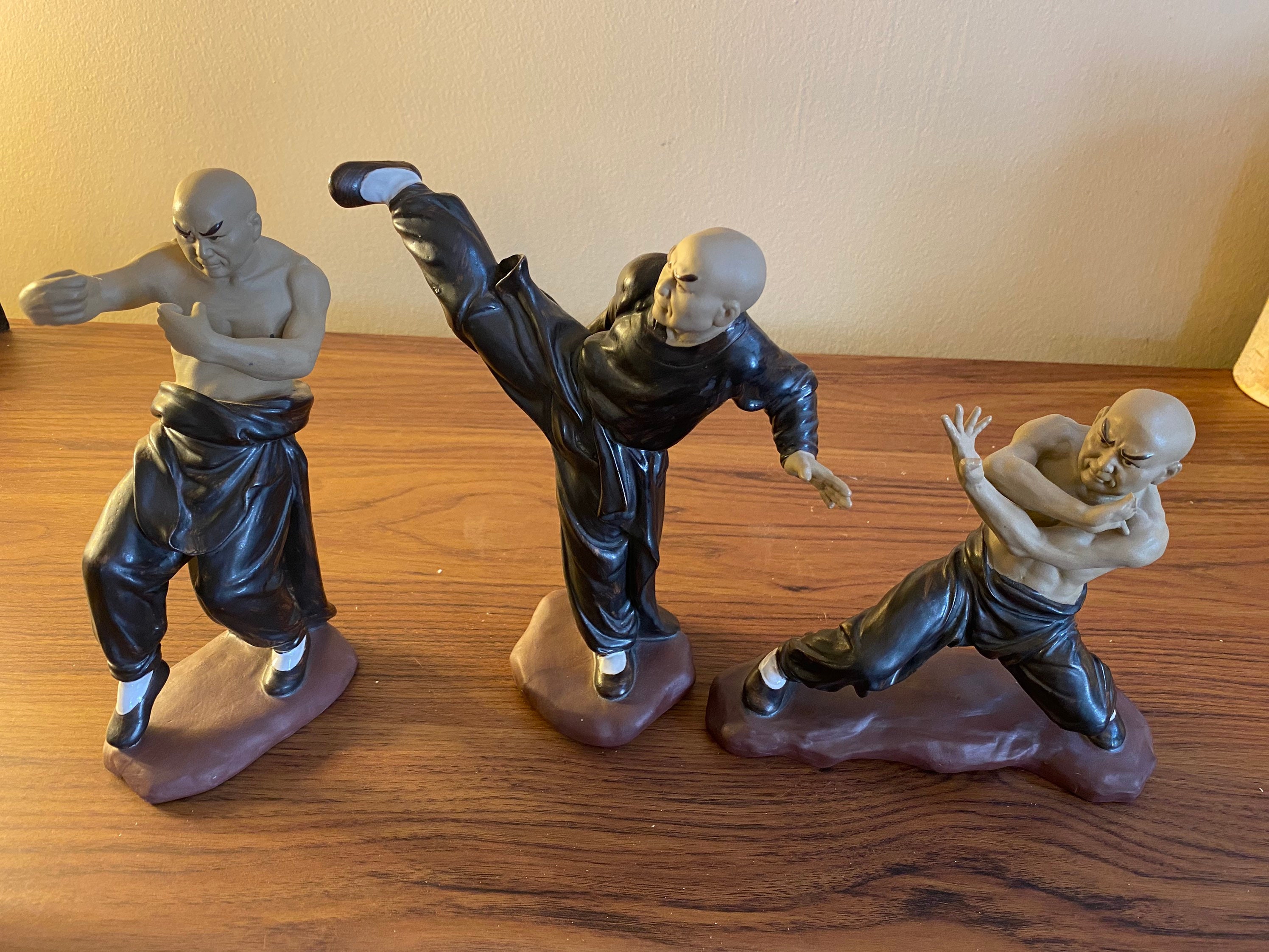 3 Rare Vintage Chinese Shaolin Monk Figurines Etsy