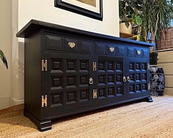 Newly refurbished large Toledo sideboard oak black three door Spanish