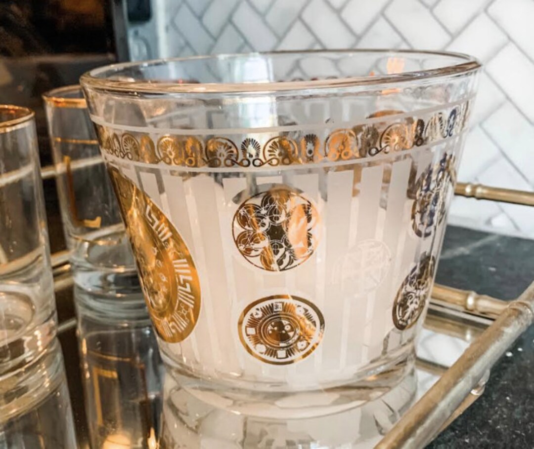 Midcentury Modern Small Glass Ice Bucket Etsy