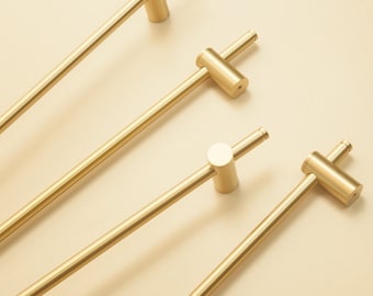 Solid Brass Handles,Adjustable T Bar Knobs,Gold Cabinet Handles,Drawer Pull,Wardrobe Door Furniture  Handles,Long Simple Cabinet Pull