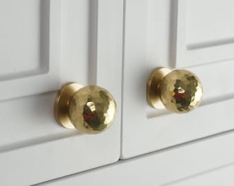 Vintage hammered brass knob,Hammer furniture cabinet knob, modern wardrobe gold pull, Round Drawer Pulls,Home gifts, Drawer Pulls Handle