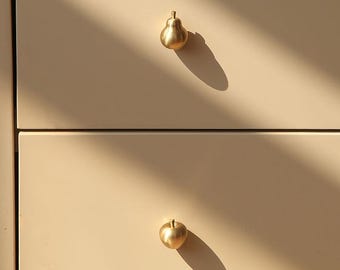 Brass appl fruit pear  Drawer Knobs, Cabinet Decor