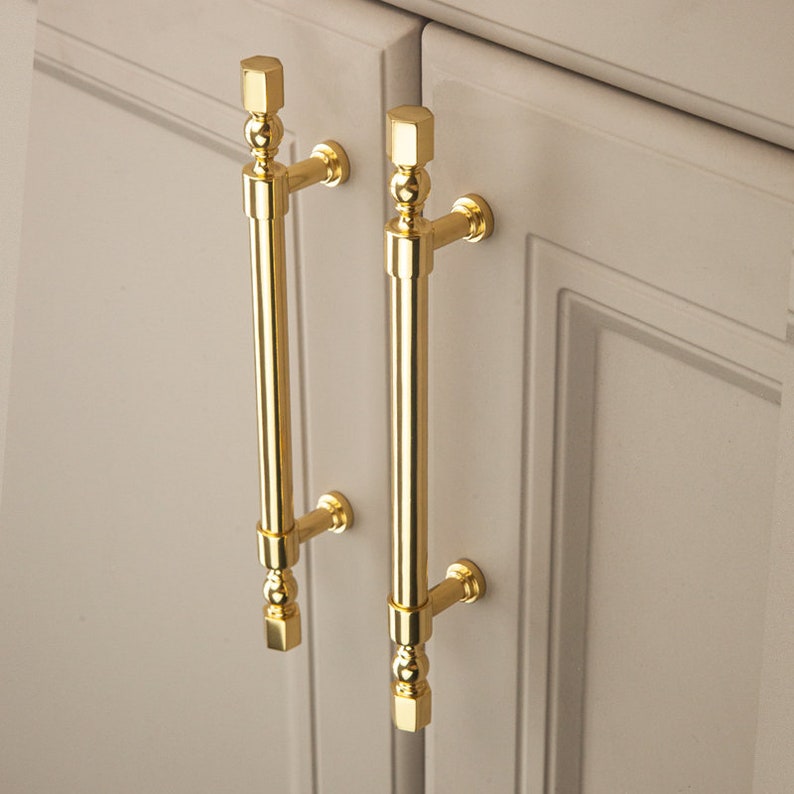 Vintage Gold Pulls Solid Brass Pulls Furniture Knobs Nordic Etsy