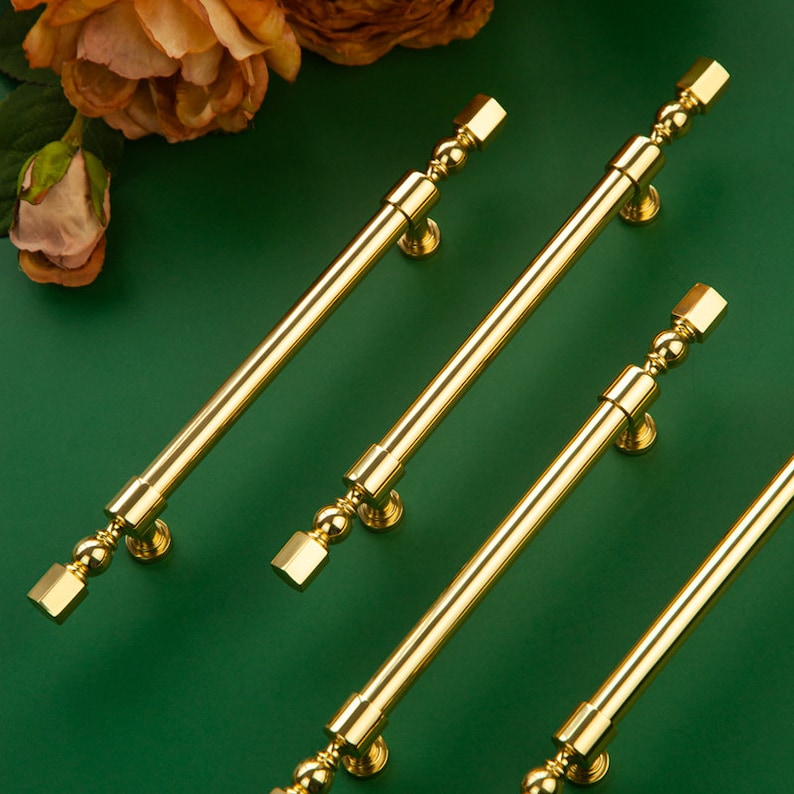 Vintage Gold Pulls Solid Brass Pulls Furniture Knobs Nordic Etsy