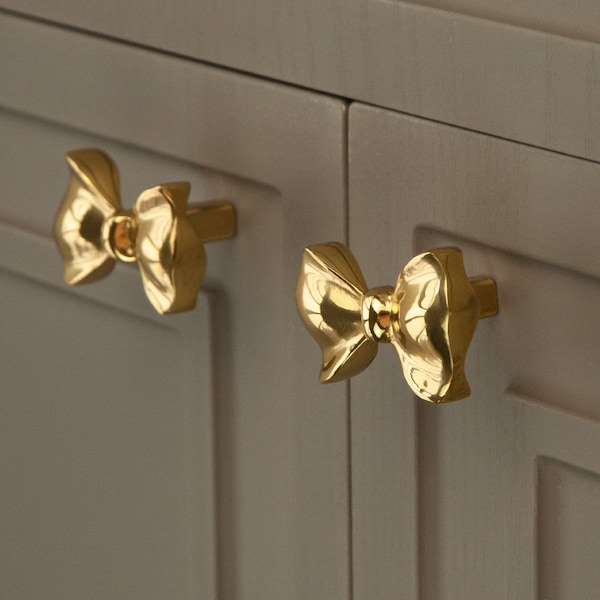 Brass Bow Drawer Knobs Pulls Dresser Knobs Kitchen Knobs Cabinet Pulls Handle Door Knob Cabinet Decor Furniture Hardware