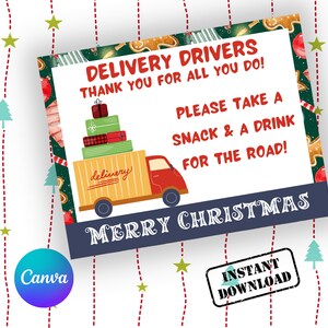 Delivery Driver Snack Sign, Delivery driver thank you, Christmas Delivery Driver Sign, Delivery Driver Appreciation
