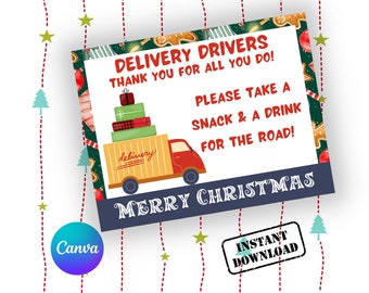 Delivery Driver Snack Sign, Delivery driver thank you, Christmas Delivery Driver Sign, Delivery Driver Appreciation