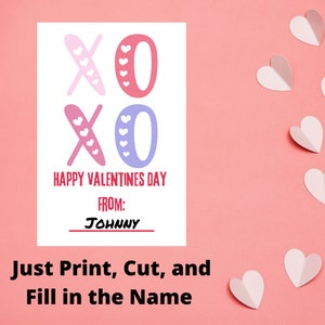 Valentijnskaarten voor kinderen, XOXO Valentijnskaarten, eenvoudige Valentijnskaarten