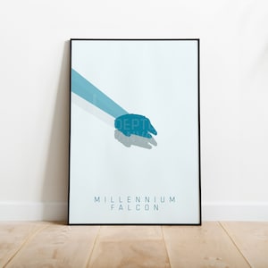 Star Wars Millennium Falcon Inspired Poster, Minimalist Poster, Digital Download, Millennium Falcon Wall Art, Star Wars Illustration
