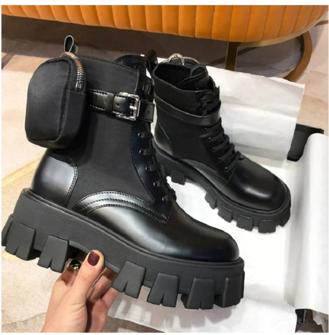 platform motorcycle riding boots