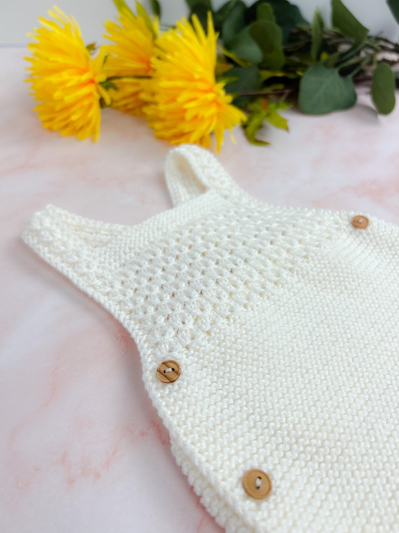 Charlotte Baby Romper Knitting Pattern Newborn Romper Tutorial 1-6 Months DIY, Easy Knit Detailed Instructions Instant PDF Download zdjęcie 2