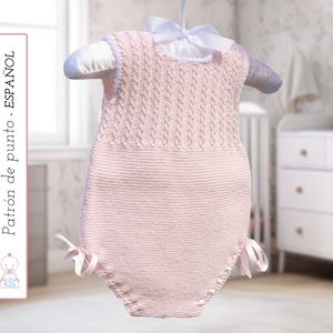Lentebabykikker, GEBREID PATROON 102 (Spaans) | Baby romper breipatroon | Gedetailleerde instructies | Direct pdf-bestanden downloaden