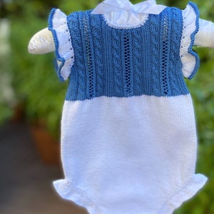 BABY ROMPER Triana knitting pattern #128 | Baby Onesies knit pattern | 0-3 months. Very detailed instructions. Instant pdf file download