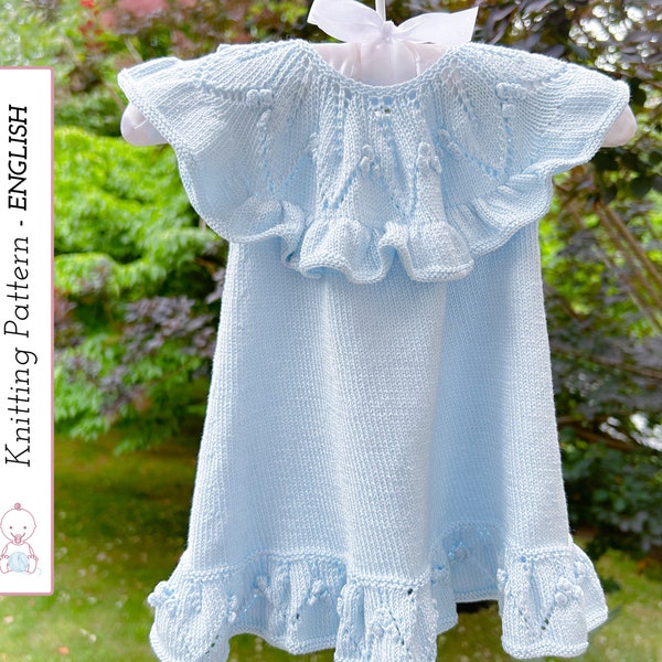 Fleur de Lune Baby Dress, Knit Pattern 141 (English) | Infant Knit Tutorial | Size 3-6 months | Detailed Instructions | Instant PDF Download