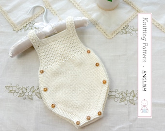 Charlotte Baby Strampler Strickmuster | Tutorial für Neugeborenen-Strampler |1-6 Monate | DIY, einfach stricken | Detaillierte Anleitung | Sofortiger PDF-Download