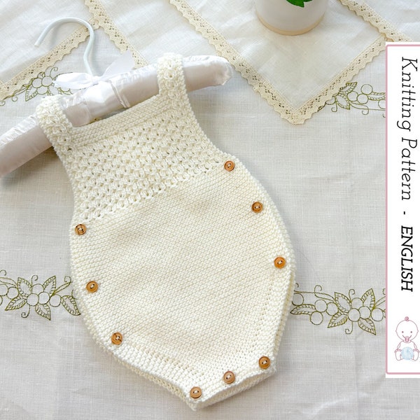 Modèle de tricot Charlotte Baby Romper | Tutoriel Romper nouveau-né | 1-6 mois | DIY, tricot facile | Instructions détaillées | Téléchargement instantané du PDF