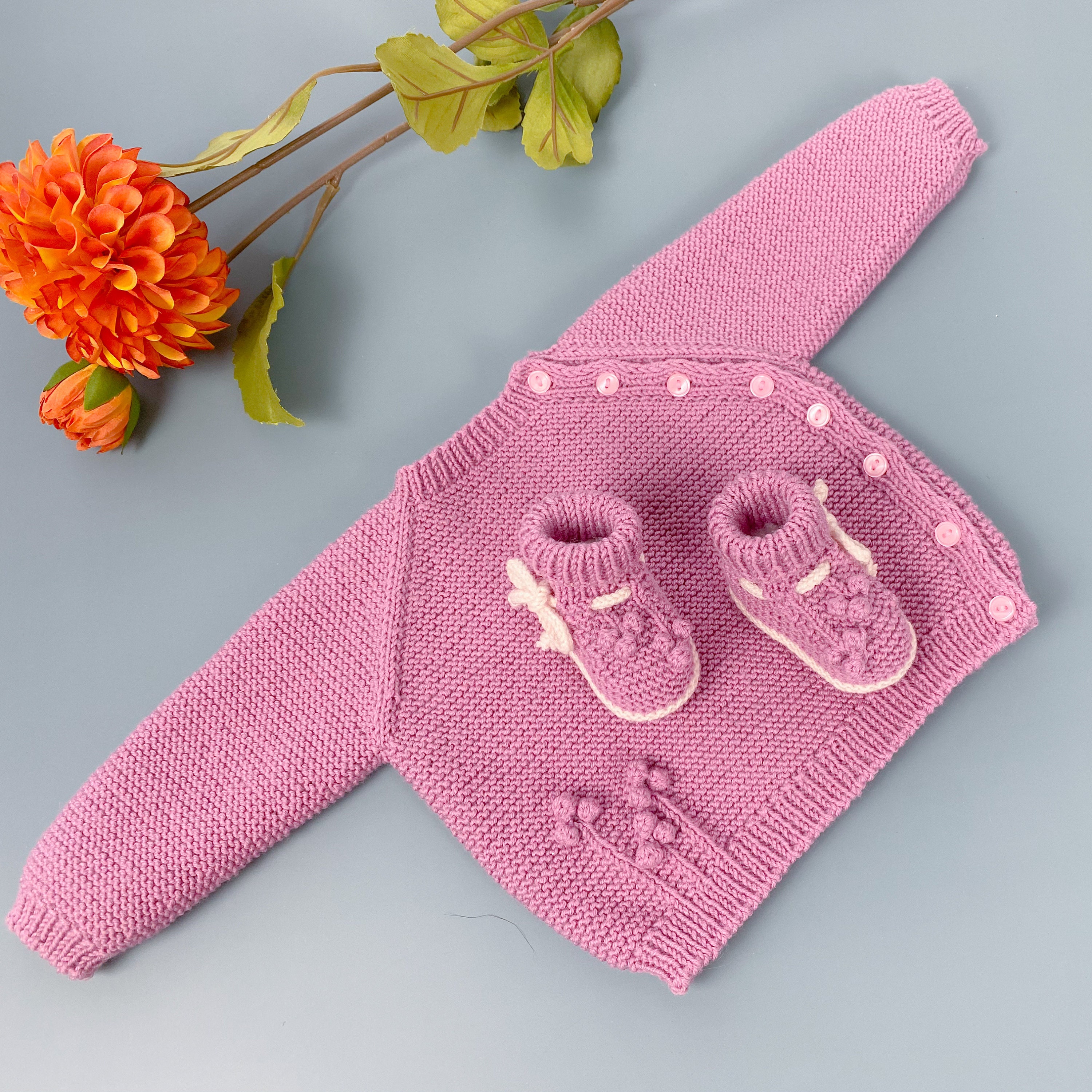 Pauline Baby Sweater, Knitting Pattern 140 english Baby Jumper Knit