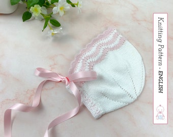 Alana Baby Bonnet, Knitting Pattern 137 (English) | Baby Hat Knit Pattern | Size 4-6 months | Detailed Instructions | Instant PDF Download