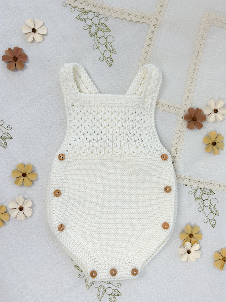 Charlotte Baby Romper Knitting Pattern Newborn Romper Tutorial 1-6 Months DIY, Easy Knit Detailed Instructions Instant PDF Download image 3