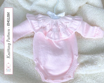 Nadia Romper KNITTING PATTERN #134 l Sizes 0-4 months | Patrón Punto Bebé | Very detailed instructions | Instant pdf download