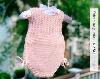 Ranita Bebé Primavera, PATRÓN PUNTO 102 (Español) | Baby Romper Knit Pattern | Instrucciones detalladas | Descarga instantánea archivos pdf