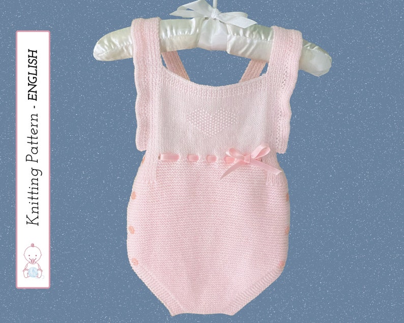 Victoria Baby Romper Knitting Pattern 129 English Seamless Newborn Knit Pattern Size 0-2 months Detailed Instructions PDF Download imagen 1