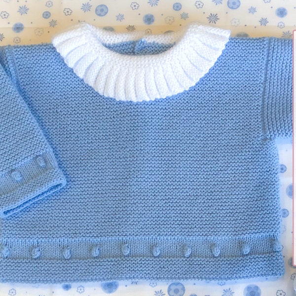 Winter Baby Sweater, KNIT PATTERN 122 (Spanish) | Baby Sweater Knit Pattern | Detailed instructions | Instant download of pdf files