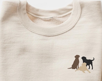 Sudadera con bordado de Labrador, camiseta familiar de Labrador, camiseta de Labrador negra, camiseta de Labrador amarilla, camiseta de Labrador chocolate, regalo para amantes de los labradores.