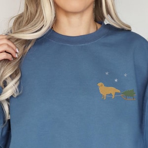 Gestickte Golden Retriever Weihnachten Sweatshirt Golden Retriever Weihnachtsbaum Shirt Goldene Mutter Geschenk Golden Dad Shirt Weihnachten Hund Shirt