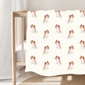 Watercolor Cavalier King Charles Spaniel Dog Minky Fleece Blanket Cavalier Baby Blanket Cavalier Nursery Decor Cavalier Mom Dog Mom Gift