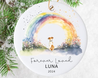 Personalized Pet Memorial Ornament, Rainbow Bridge Ornament, Jack Russell Terrier Ornament, Forever Loved Dog Ornament, Pet Loss Gift,
