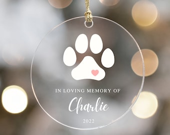 Pet Memorial Ornament, Personalized Dog Memorial Christmas Ornament, Custom Pet Loss Keepsake, Pet Sympathy Gift