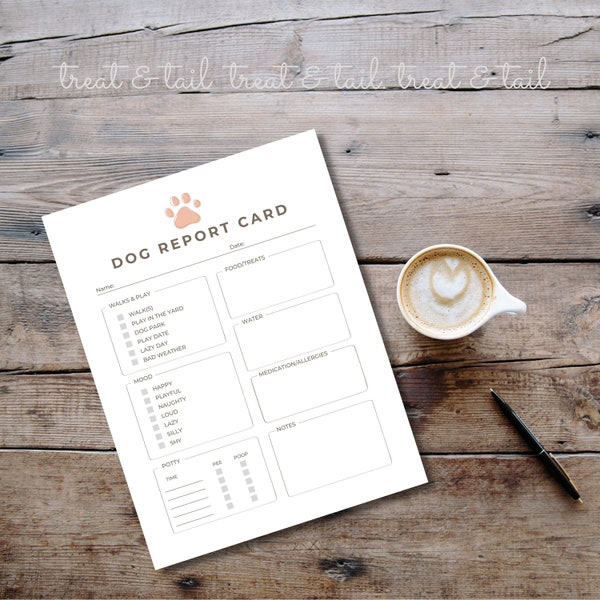 the report of the week merch Dog Report Card, Dog Sitter Checklist, Pet Sitting Form, Pet Care Form, Instant Digital Download