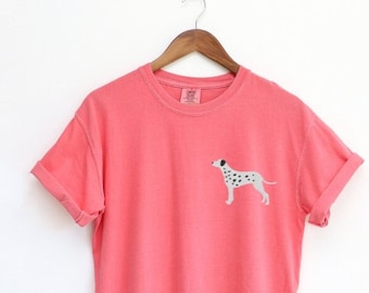 Embroidered Comfort Colors T Shirt, Dalmatian Dog, Dalmatian Mom Gift, Dalmatian Dog Dad Gift, Dalmatian Lovers Gift, Unisex