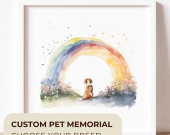 Watercolor Custom Pet Rainbow Bridge Wall Art Dog Memorial Art Dog Mom Gift Cat Memorial Gift Dog Dad Gift Pet Loss Gift