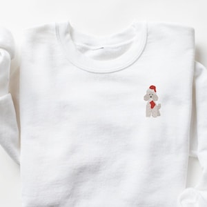 Embroidered Sweatshirt, Christmas Poodle, Embroidery Design Dog, Poodle Mom Shirt, Poodle Mama Crewneck, Christmas Dog Shirt, Unisex
